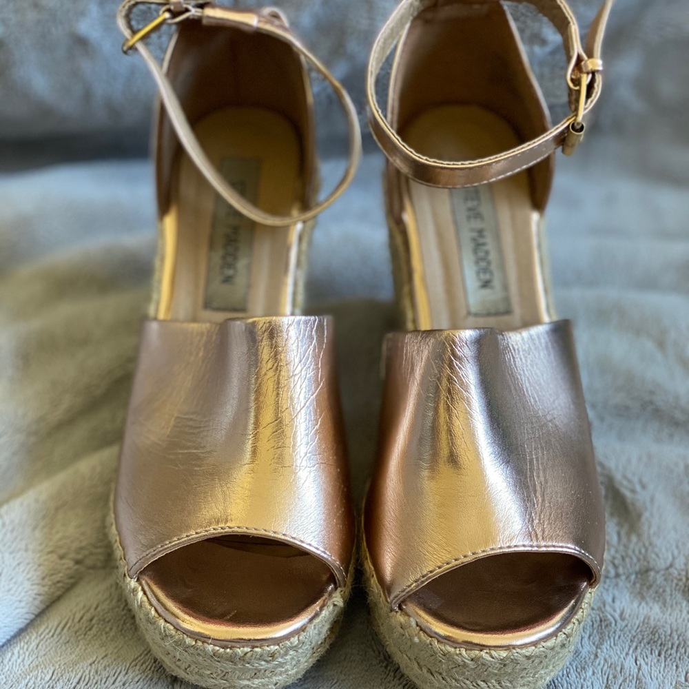 Rose Gold espadrille wedge